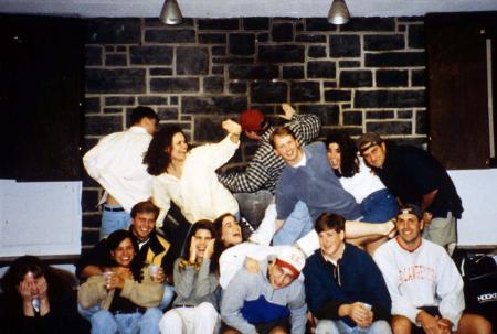 Students take a silly group picture, c.1995