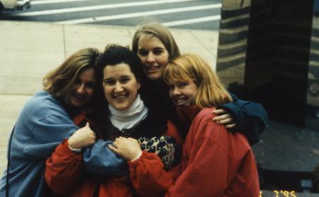 Four friends embrace, c.1996
