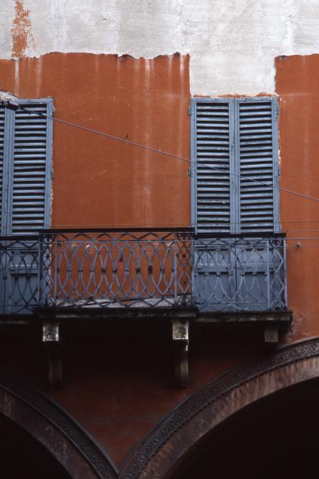 Blue window shutters in Bologna, 1996