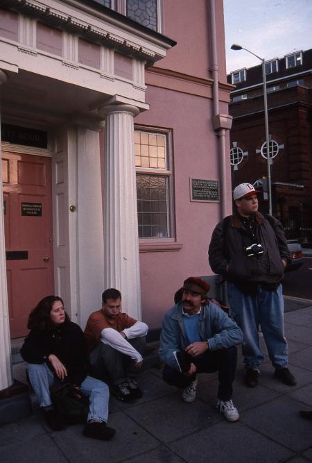 Three students and Professor Wronski in Norwich, 1995