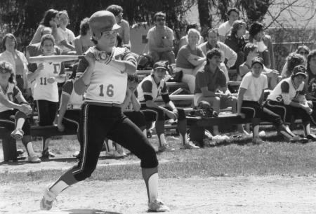 Softball player Frances Allegra, 1985