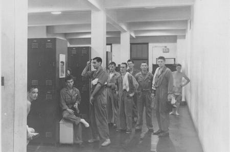 Gymnasium locker room, 1944