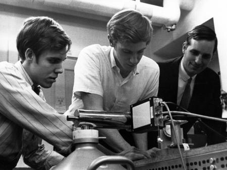 Prof. John Luetzelschwab with students, c.1970