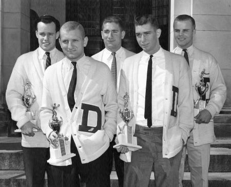 "D" Club members with trophies, 1960