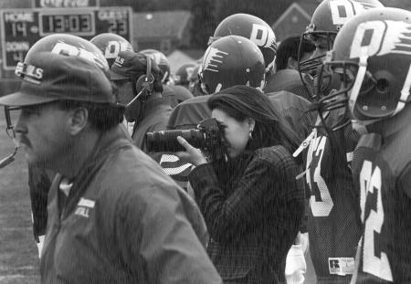 Photographing a football game, 1992
