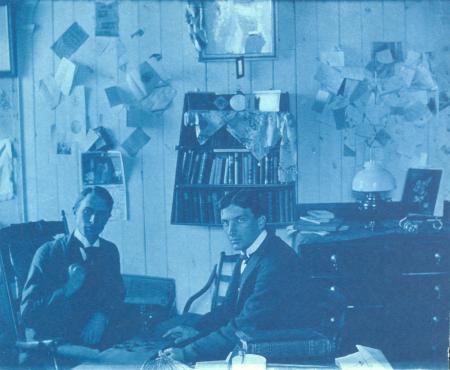 Two men in dorm room, c.1890
