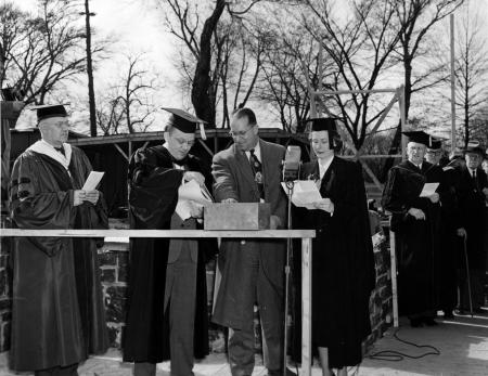 Drayer Hall cornerstone laying ceremony, 1951