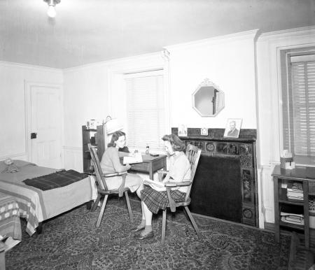 Two students in their room at Gibbs House, c.1955