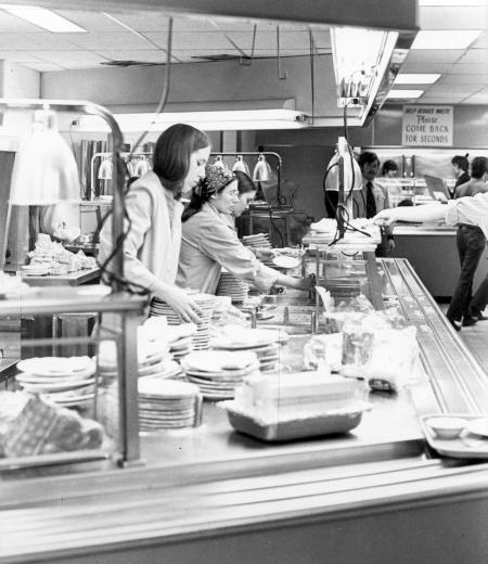 Student workers in the HUB Dining Hall, c.1970