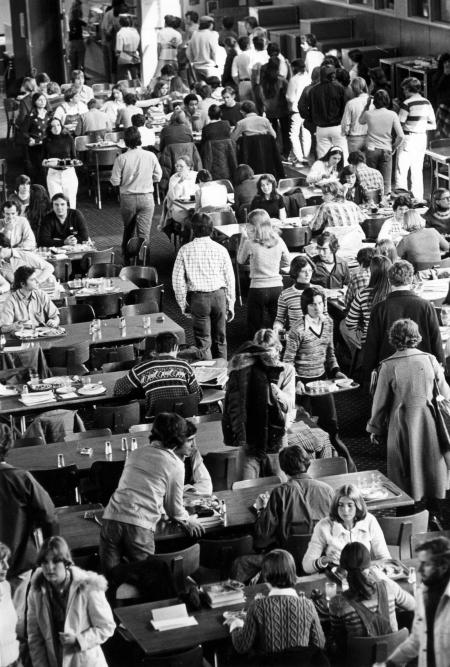 Students in the HUB Dining Hall, 1976