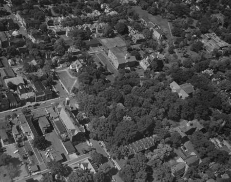 Aerial view of campus, c.1955 