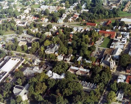 Aerial view of campus, c.1985