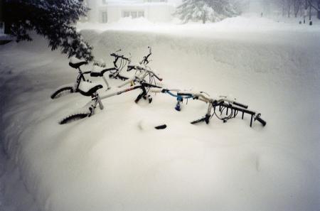Bike rack covered in snow, 2003