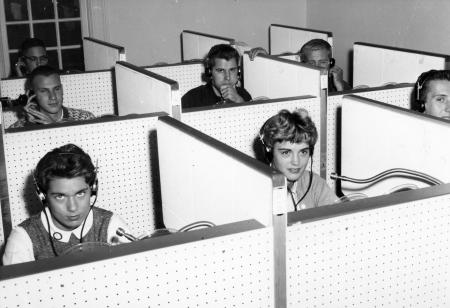 Students in the Electronic Language Laboratory, c.1960
