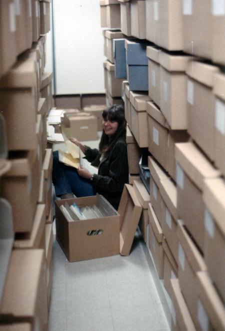 Student working in the Archives and Special Collections, 1992