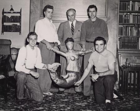 Students with the Mermaid, c.1950