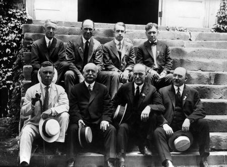 Alumni from Class of 1893 sitting on steps