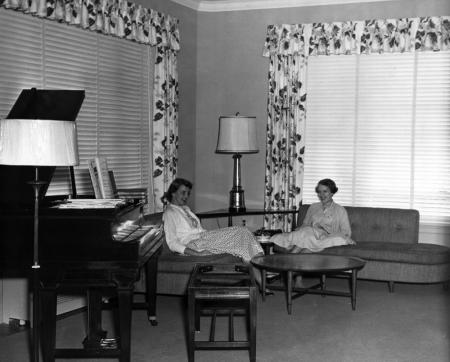 Mathews House living room, 1957