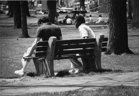 Students studying outside, 1983
