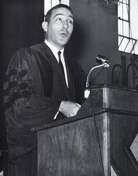 Stewart Udall speaks at Commencement, 1963