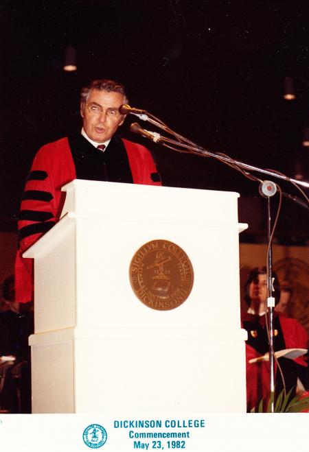 Colin Campbell speaks at Commencement, 1982