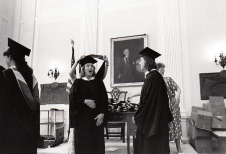 Students prepare for Commencement, 1988