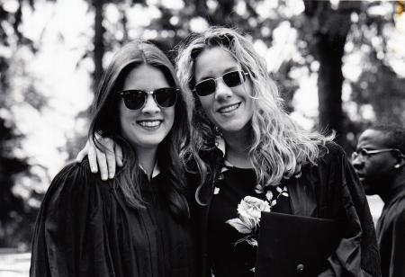 Two students at Commencement, 1995