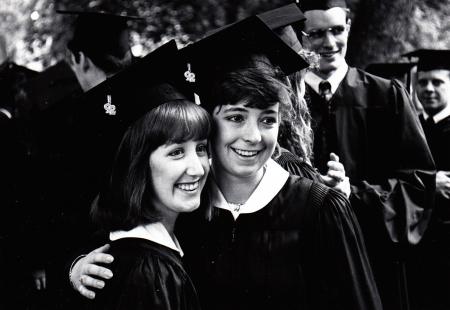 Two students at Commencement, 1992