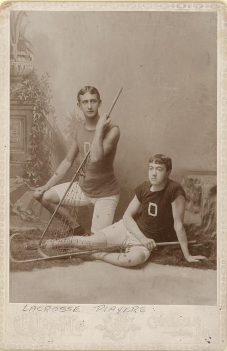 Two Lacrosse players, 1900