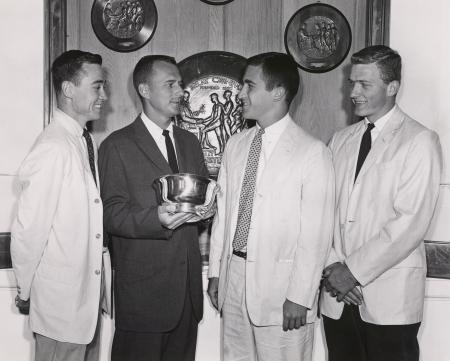 Men's Lacrosse Coach with Captains, 1958