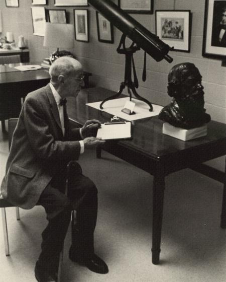 Boyd Lee Spahr in May Morris Room of the Library, 1967
