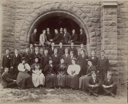 Prep School Class of 1896 outside Bosler Hall, 1896
