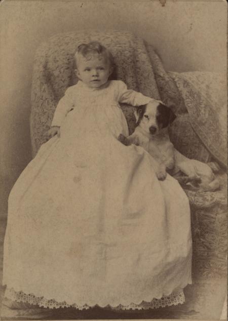 Zatae Longsdorff with dog, 1866