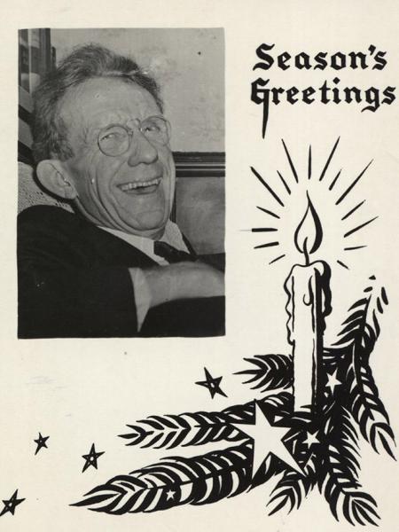 Gilbert Malcolm on Christmas card, c.1960