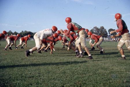 Football scrimmage, 1958