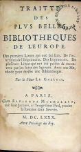 Traitté Des Plvs Belles Bibliotheques De L'Europe