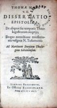 Dissertatio Epistolica, De aliquot sui temporis Theologastrorum ineptijs...