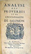 Analyse Des Proverbes Et De L'Ecclesiaste De Salomon
