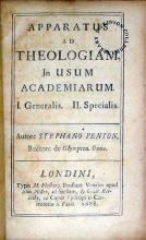Apparatus Ad Theologiam, In Usum Academiarum. Generalis (I)