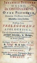 De Obstinatione. Opus Posthumum….Praefixa sunt Prolegomena...