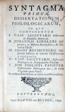 Syntagma Primum Dissertationum Philologicarum... Casp. Sagittarii Dissertatio... (I)