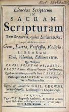 Elenchus Scriptorum in Sacram Scripturam Tam Graecorum...