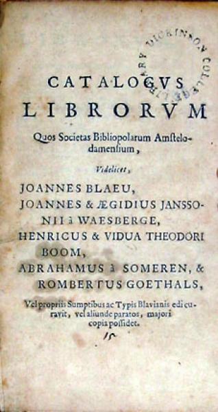 Catalogvs Librorvm Quos Societas Bibliopolarum Amstelodamensium...
