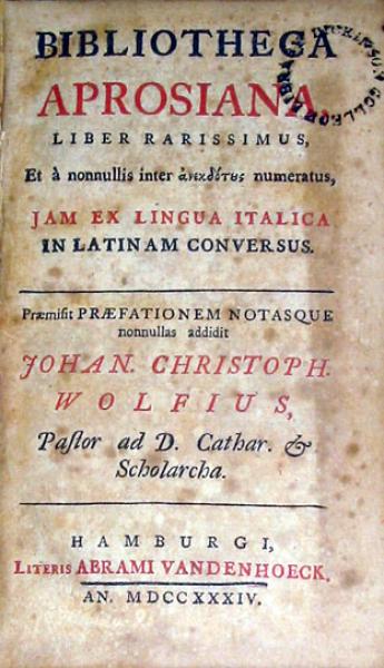 Bibliotheca Aprosiana Liber Rarissimus