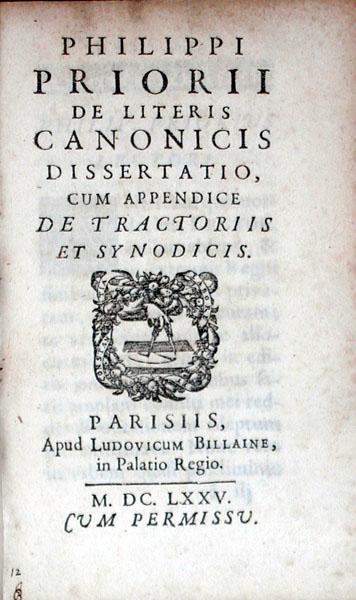 De Literis Canonicis Dissertatio, Cum Appendice De Tractoriis Et Synodicis