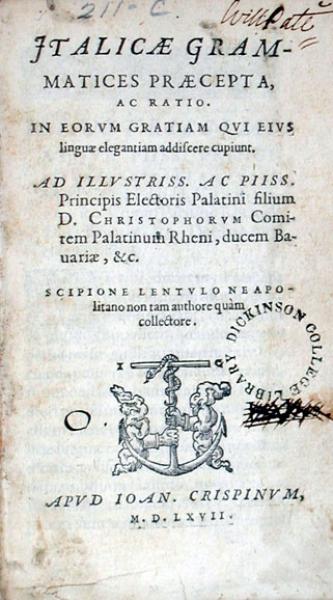 Italicae Grammatices Praecepta, Ac Ratio