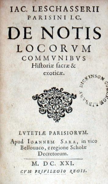 De Notis Locorvm Commvnibvs Historiae sacrae & exoticae