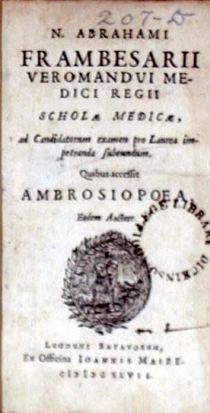 Scholae Medicae..Quibus accessit Ambrosiopoea