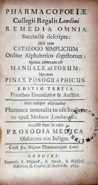Pharmacopoeiae..Quibus annexum est Manuale ad Forum: Nec-non Pinax...