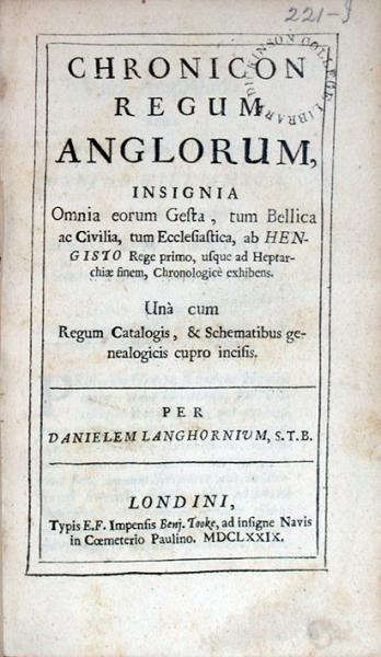 Chronicon Regum Anglorum, Insignia Omnia eorum Gesta...